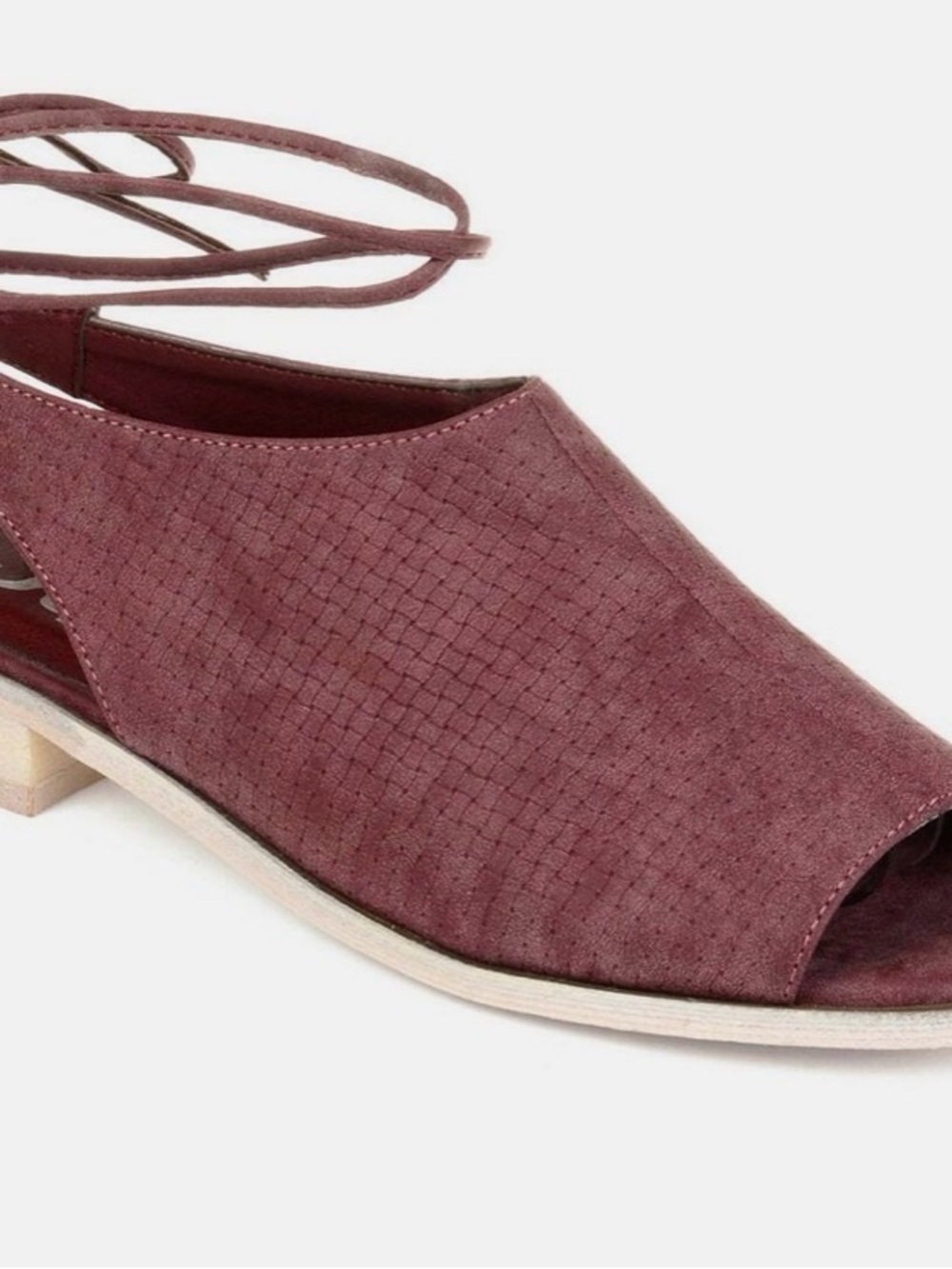 Journee Collection Blanch Basket Weave Ankle Tie Sandals Purple size 11